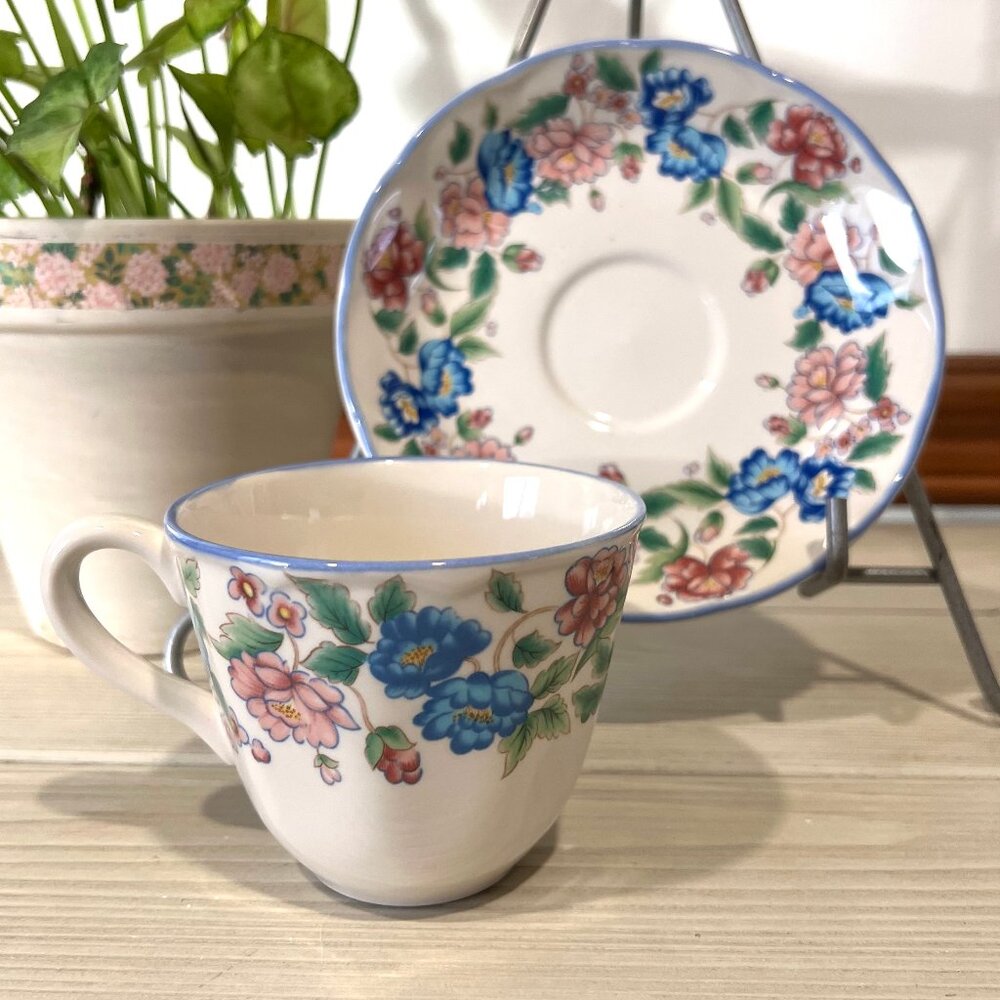 Laura Ashley Hazelbury Floral Border Cup & Saucer Set